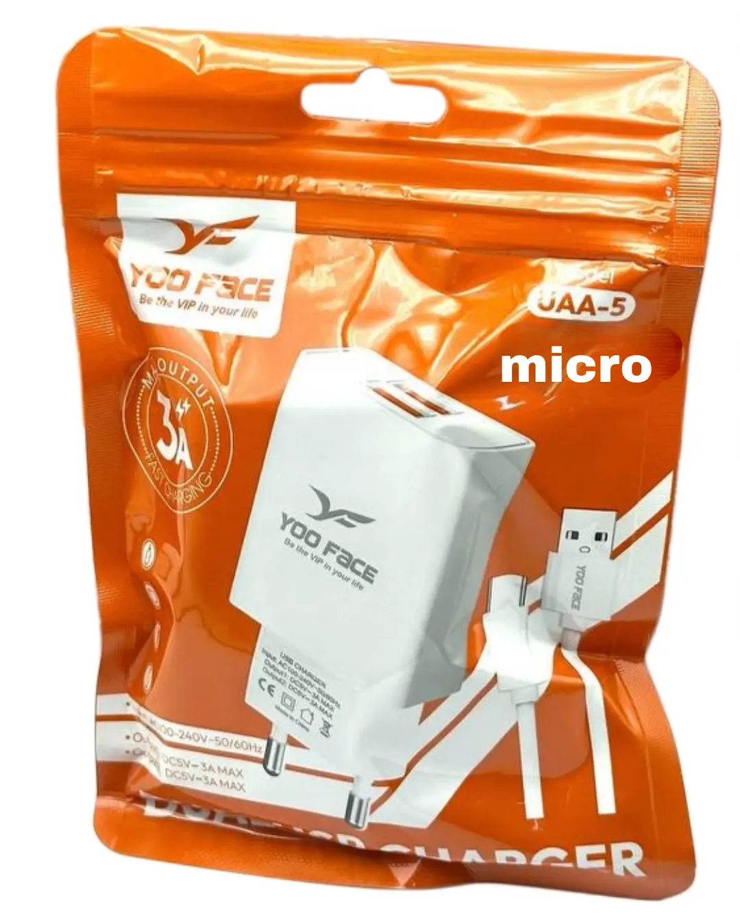 Chargeur type-v8 micro YOO FACE 3A UAA-5 yoo face — image 1